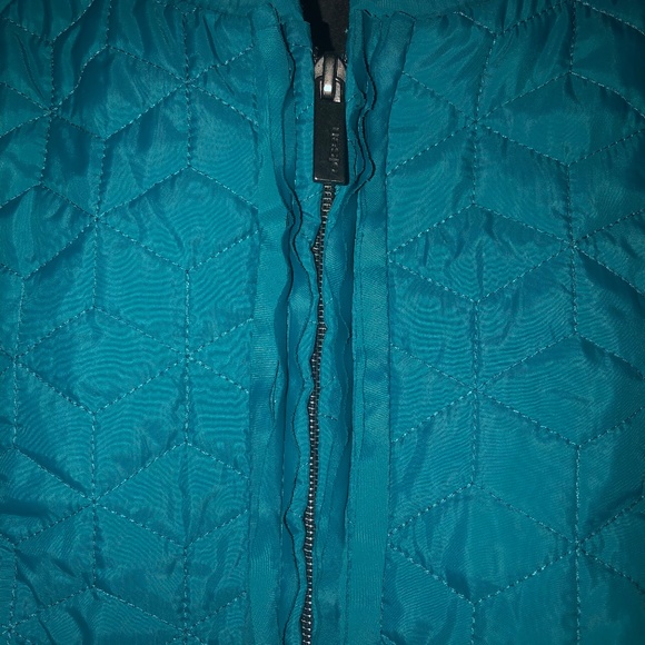 Olsen Europe Light Teal Puffer Jacket w/ Front Ruffles - Picture 3 of 6